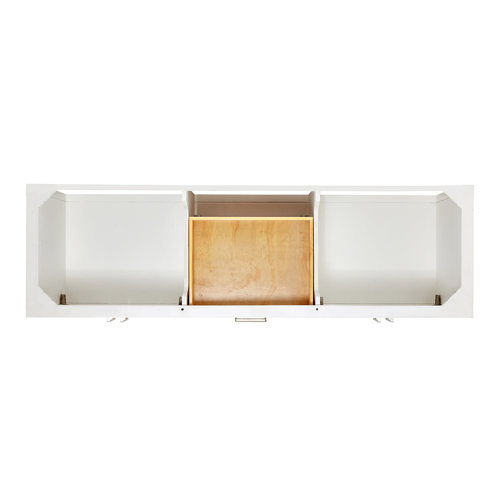 Olivia 72-inch White bathroom vanity on white back ground top down
