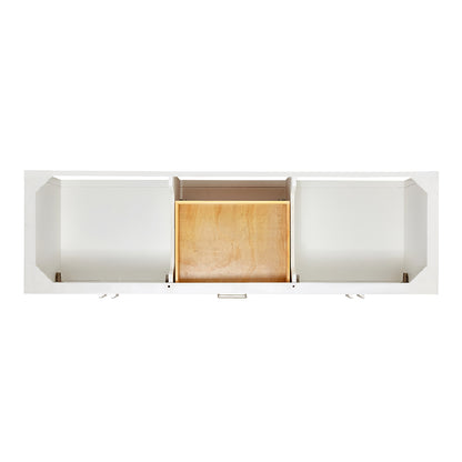 Olivia 72-inch White bathroom vanity on white back ground top down