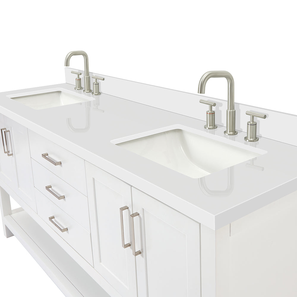 Olivia 72-inch White bathroom vanity on detail 2