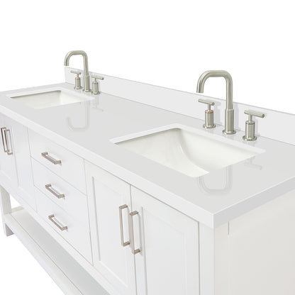 Olivia 72-inch White bathroom vanity on detail 2