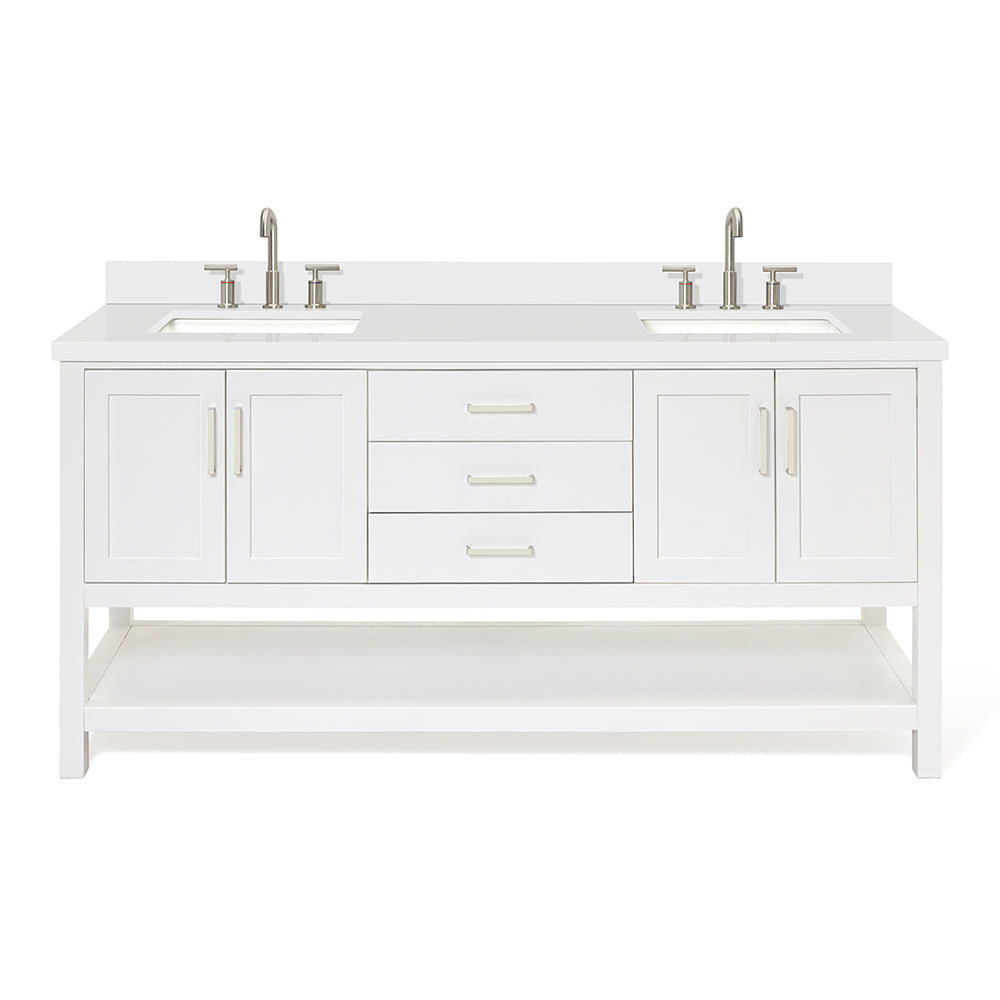 Olivia 72-inch White bathroom vanity on white back ground front view main image