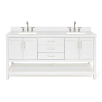 Olivia 72-inch White bathroom vanity on white back ground front view main image