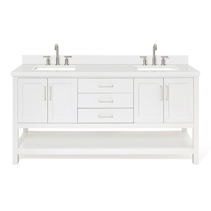Olivia 72-inch White bathroom vanity on white back ground front view main image