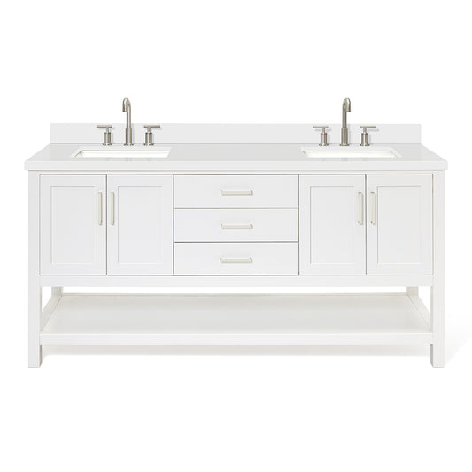 Olivia 72-inch White bathroom vanity on white back ground front view main image