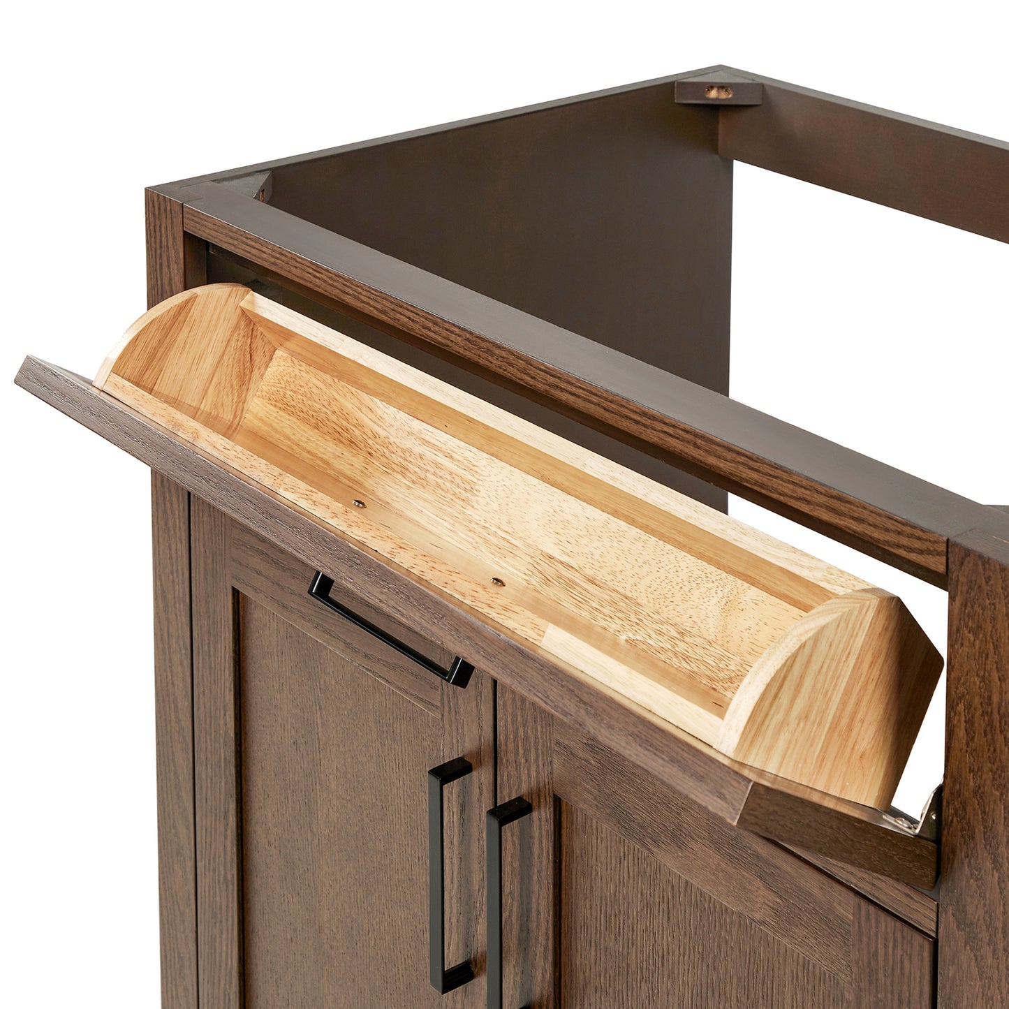 Isabella 30-inch Brown Oak base cabinet on white back ground top down