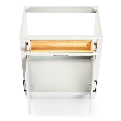 Isabella 30-inch White base cabinet on white back ground front view open door