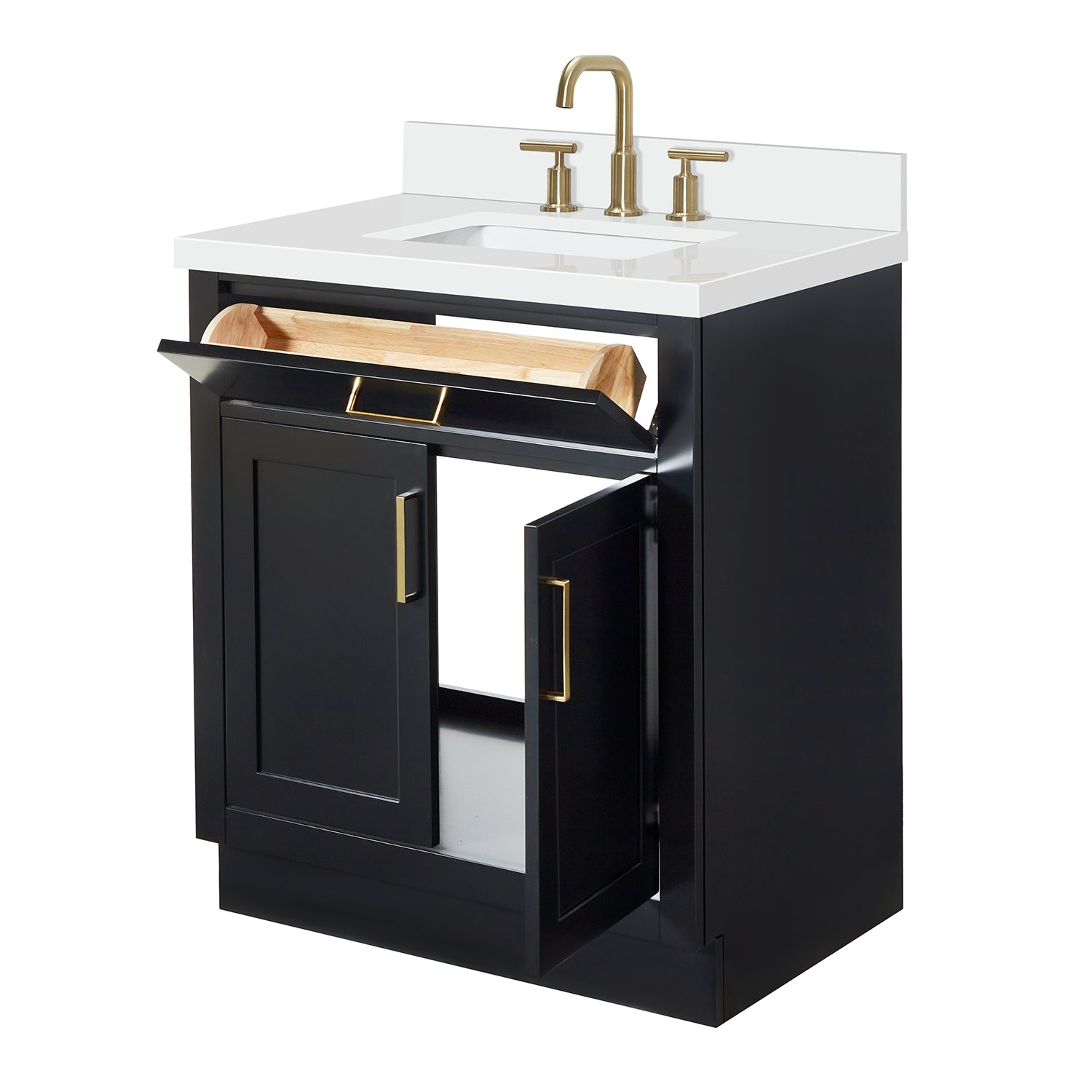 Isabella 30-Inch Black bathroom vanity on white background – product photo 1