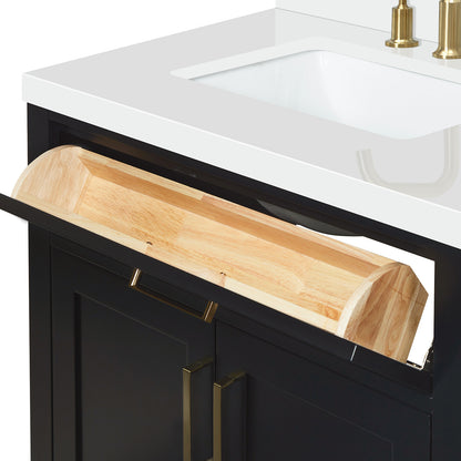 Isabella 30-Inch Black bathroom vanity on white background – product photo 3