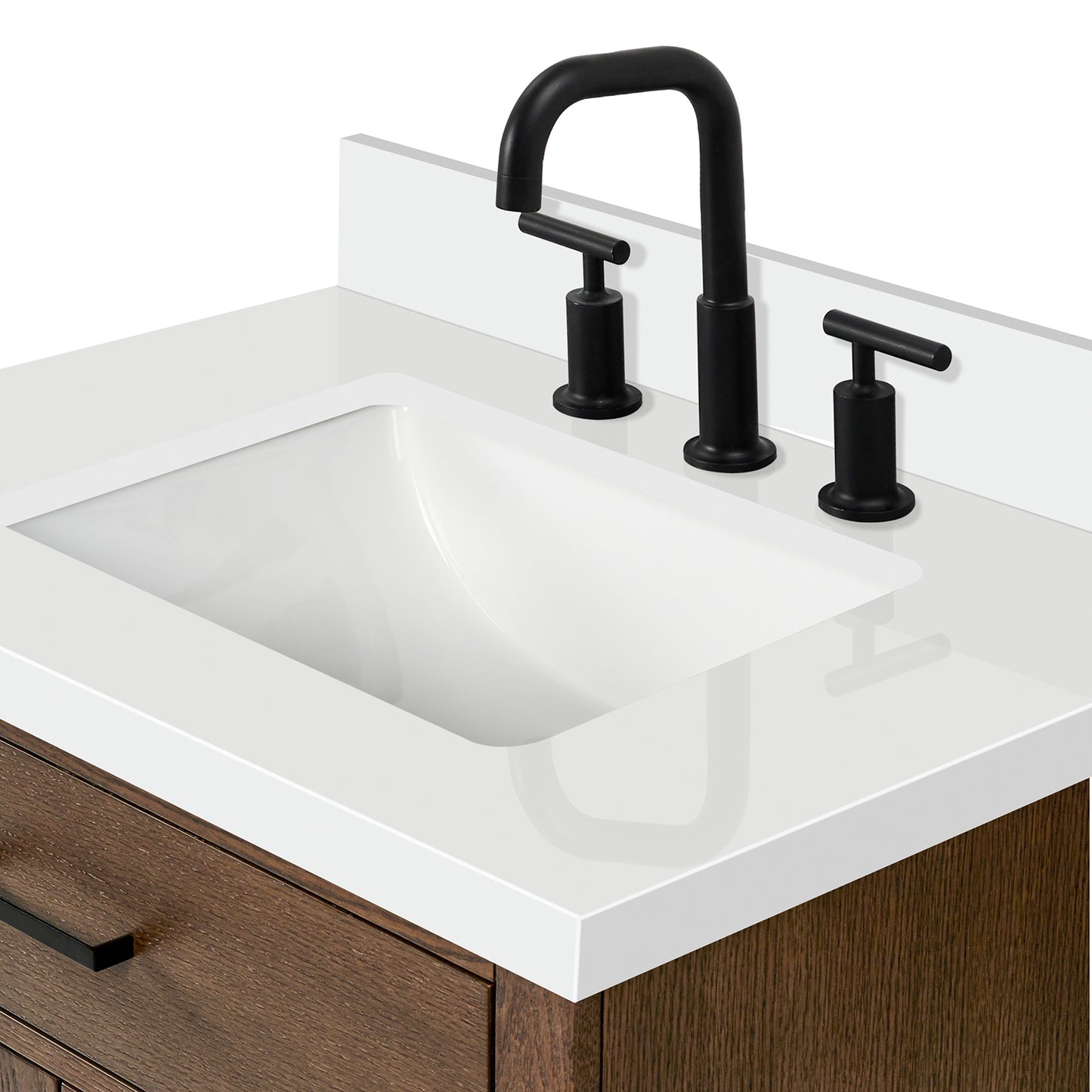 Isabella 30-Inch Brown Oak bathroom vanity on white background – product photo 5