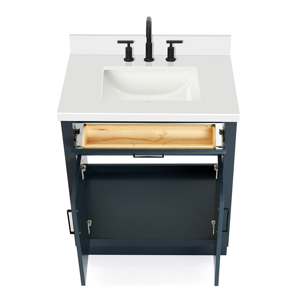 Isabella 30-Inch Midnight Blue bathroom vanity on white background – product photo 2