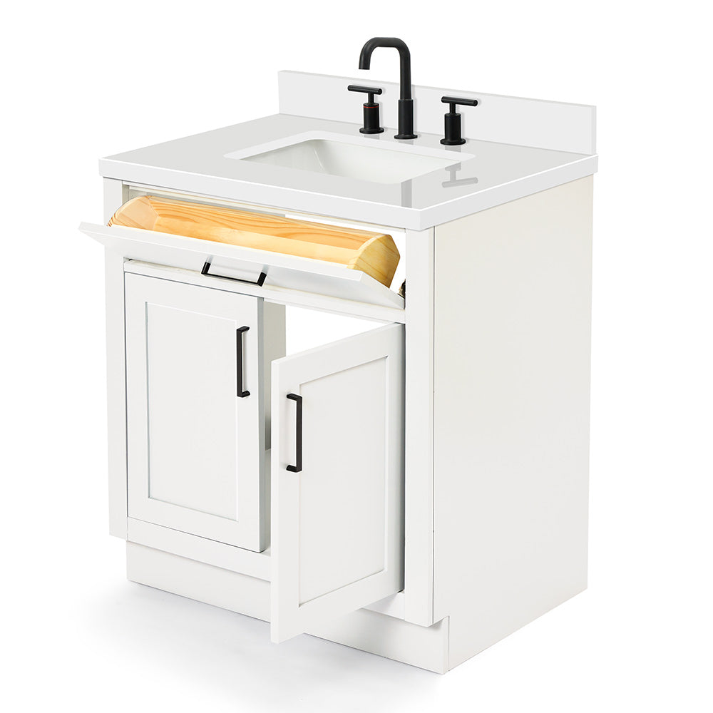 Isabella 30-Inch White bathroom vanity on white background – product photo 1
