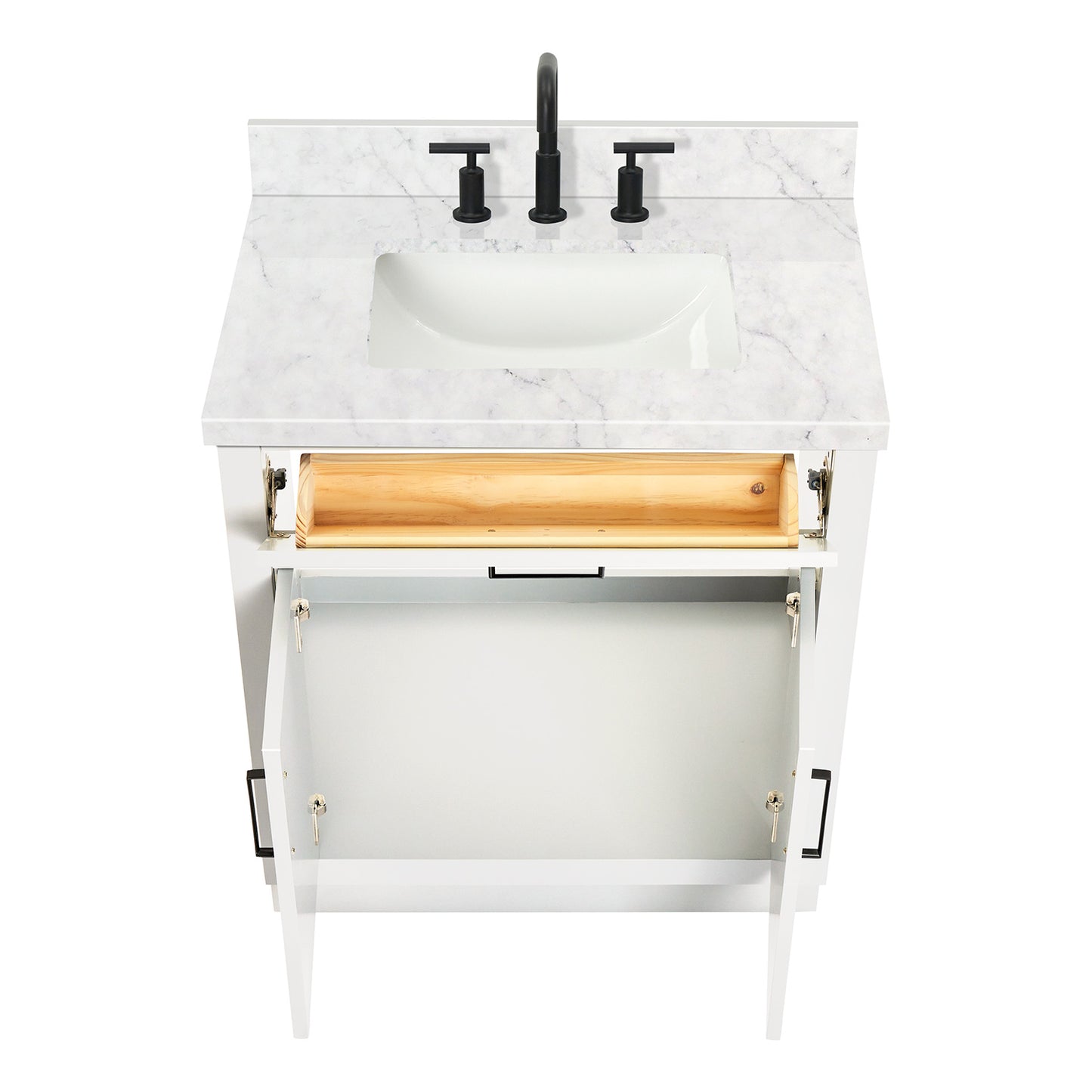 Isabella 30-Inch White bathroom vanity on white background – product photo 2