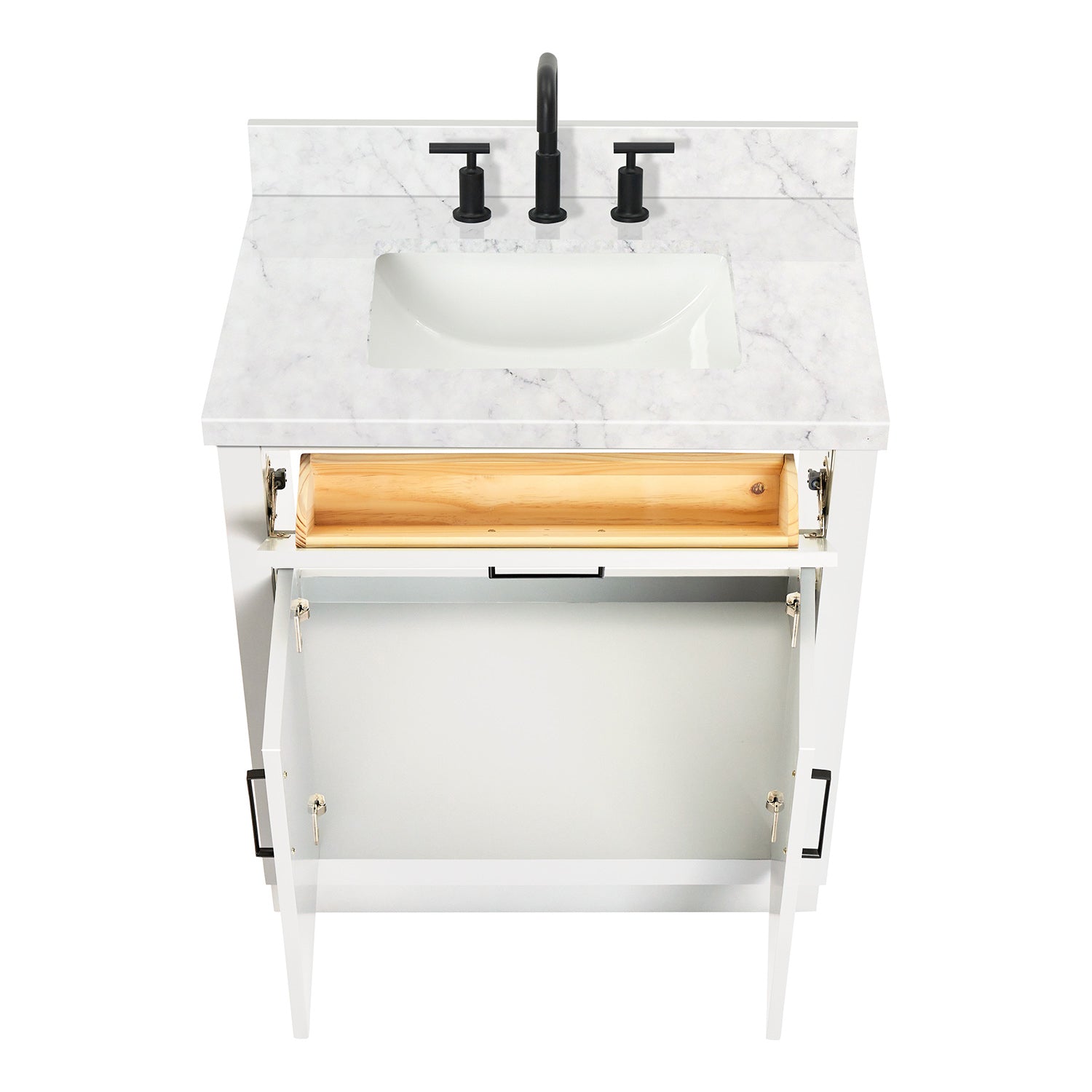 Isabella 30-Inch White bathroom vanity on white background – product photo 2