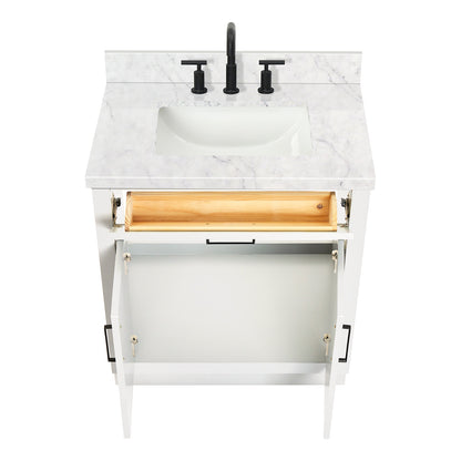 Isabella 30-Inch White bathroom vanity on white background – product photo 2