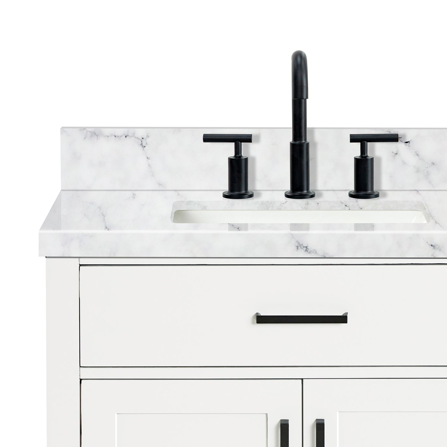 Isabella 30-Inch White bathroom vanity on white background – product photo 5