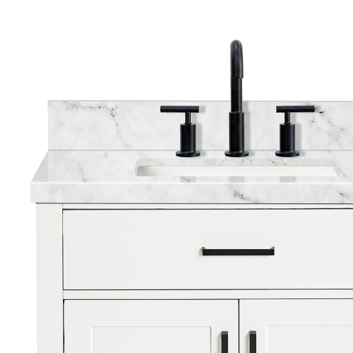 Isabella 30-Inch White bathroom vanity on white background – product photo 5