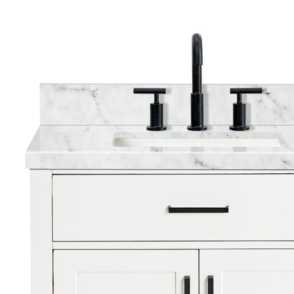 Isabella 30-Inch White bathroom vanity on white background – product photo 5