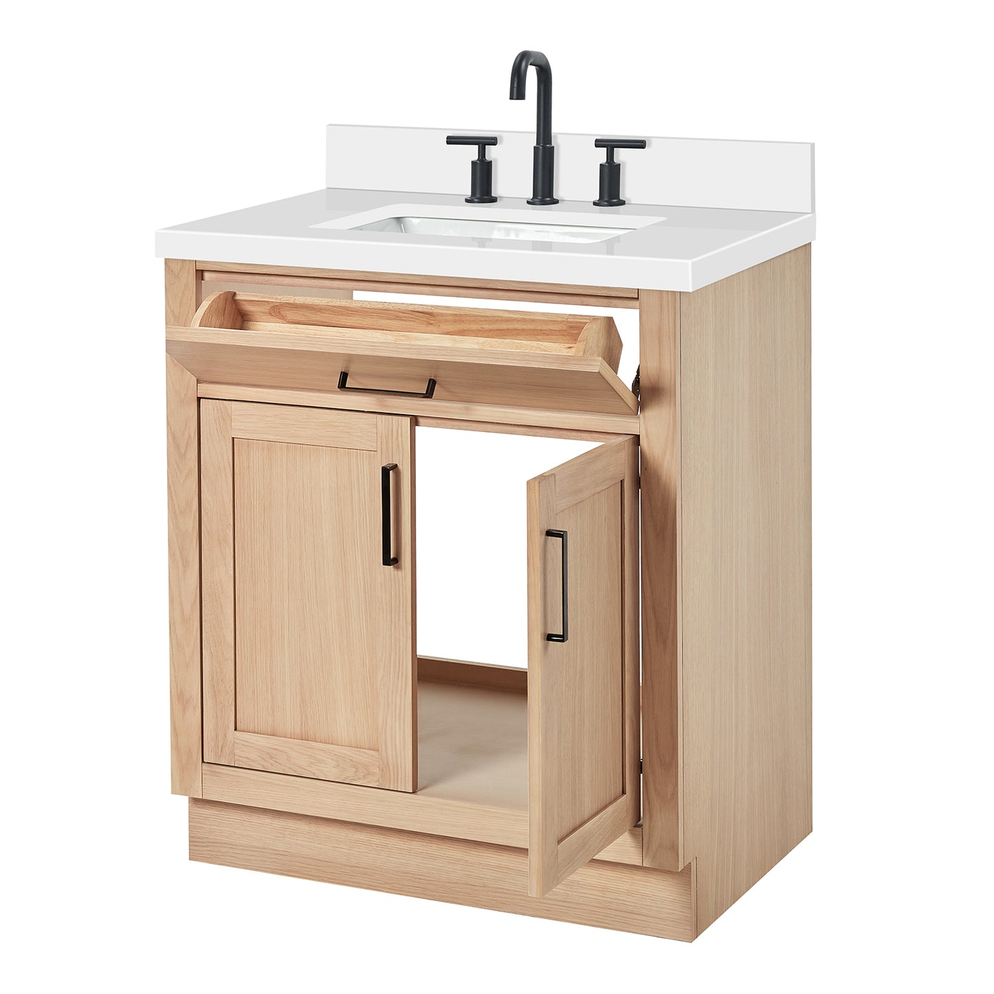 Isabella 30-Inch White Oak bathroom vanity on white background – product photo 1