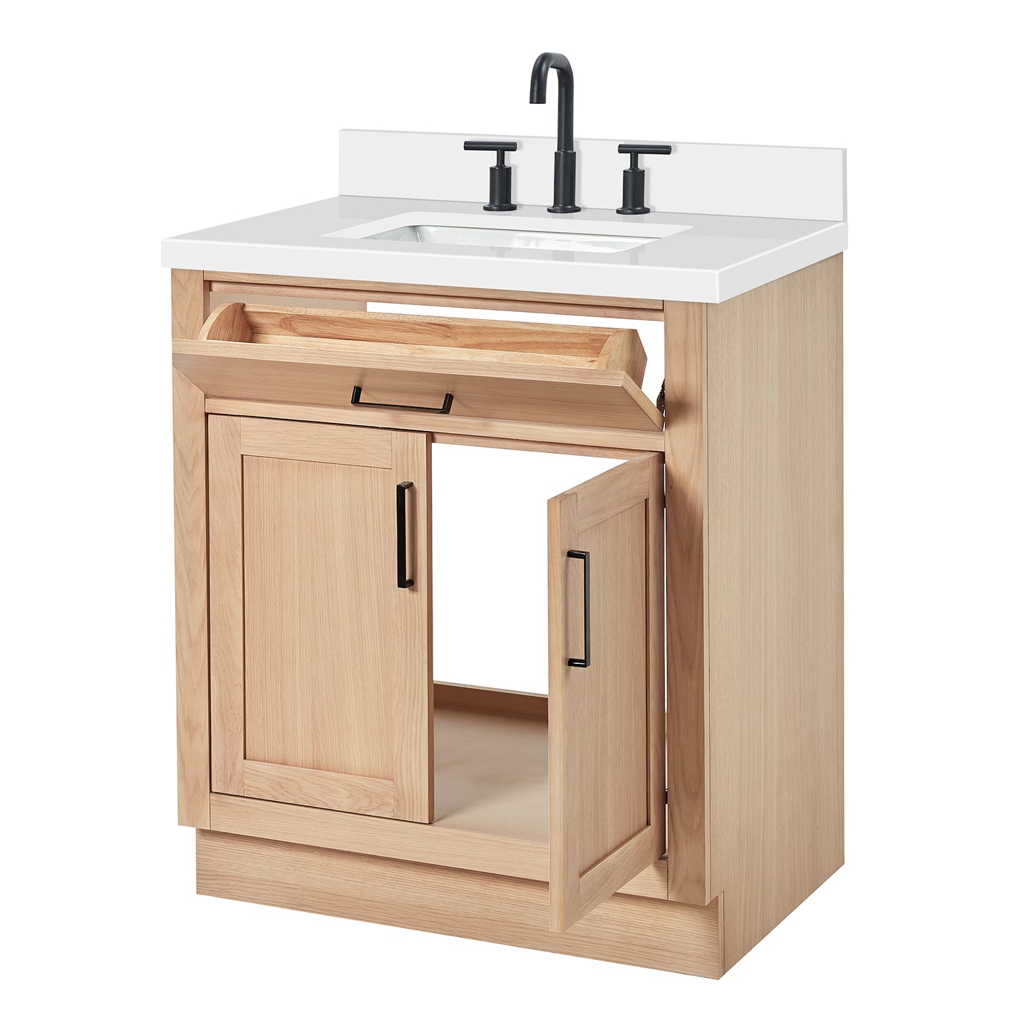 Isabella 30-Inch White Oak bathroom vanity on white background – product photo 1