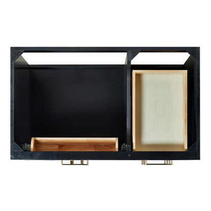 Isabella 36-inch Black base cabinet on white back ground front view open door