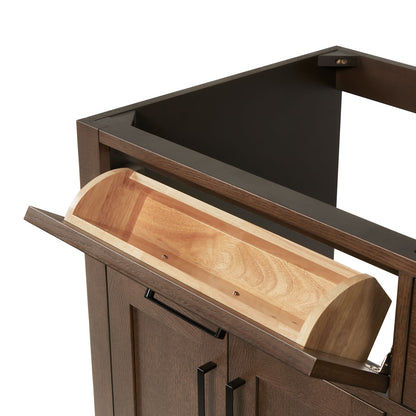 Isabella 36-inch Brown Oak base cabinet on white back ground top down