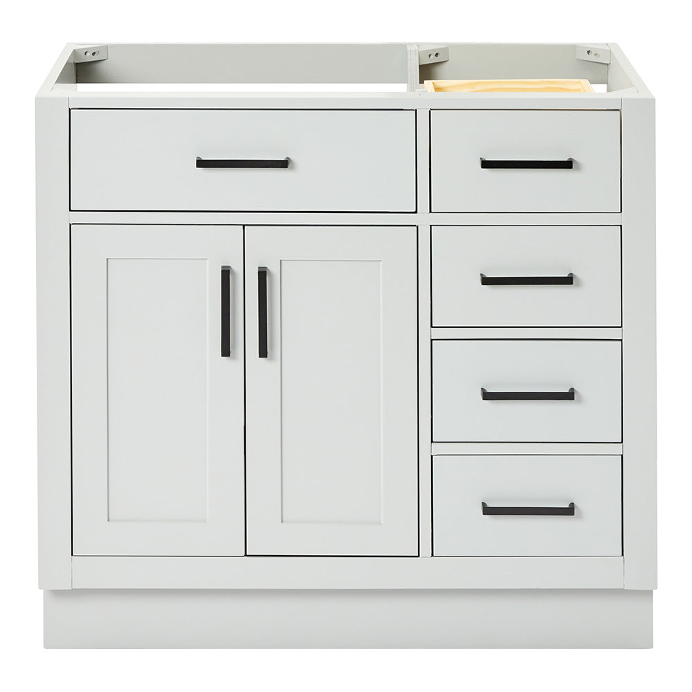 Isabella 36-inch Grey base cabinet on white back ground front view main image