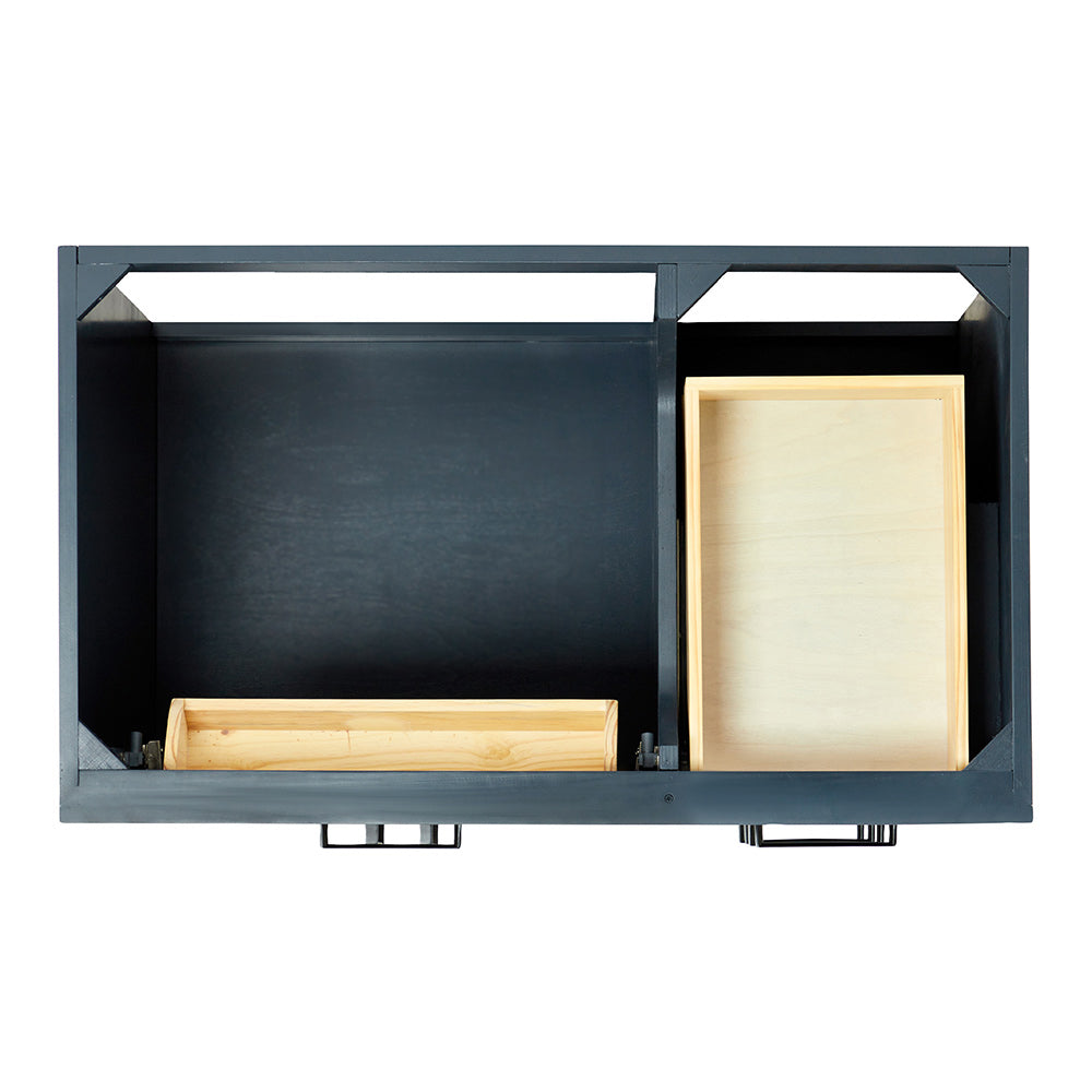 Isabella 36-inch Midnight Blue base cabinet on white back ground top down