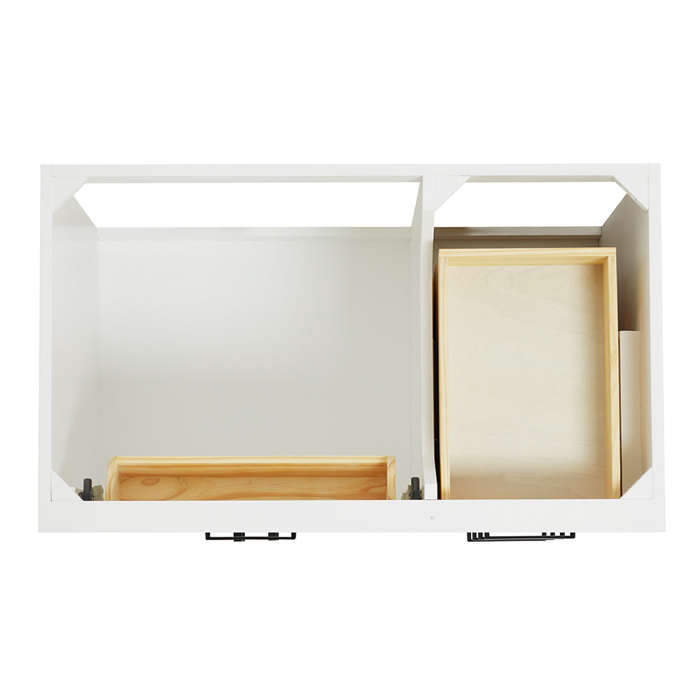 Isabella 36-inch White base cabinet on white back ground top down