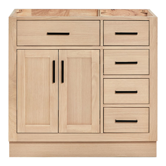 Isabella 36-inch Natural Oak base cabinet on white back ground front view main image
