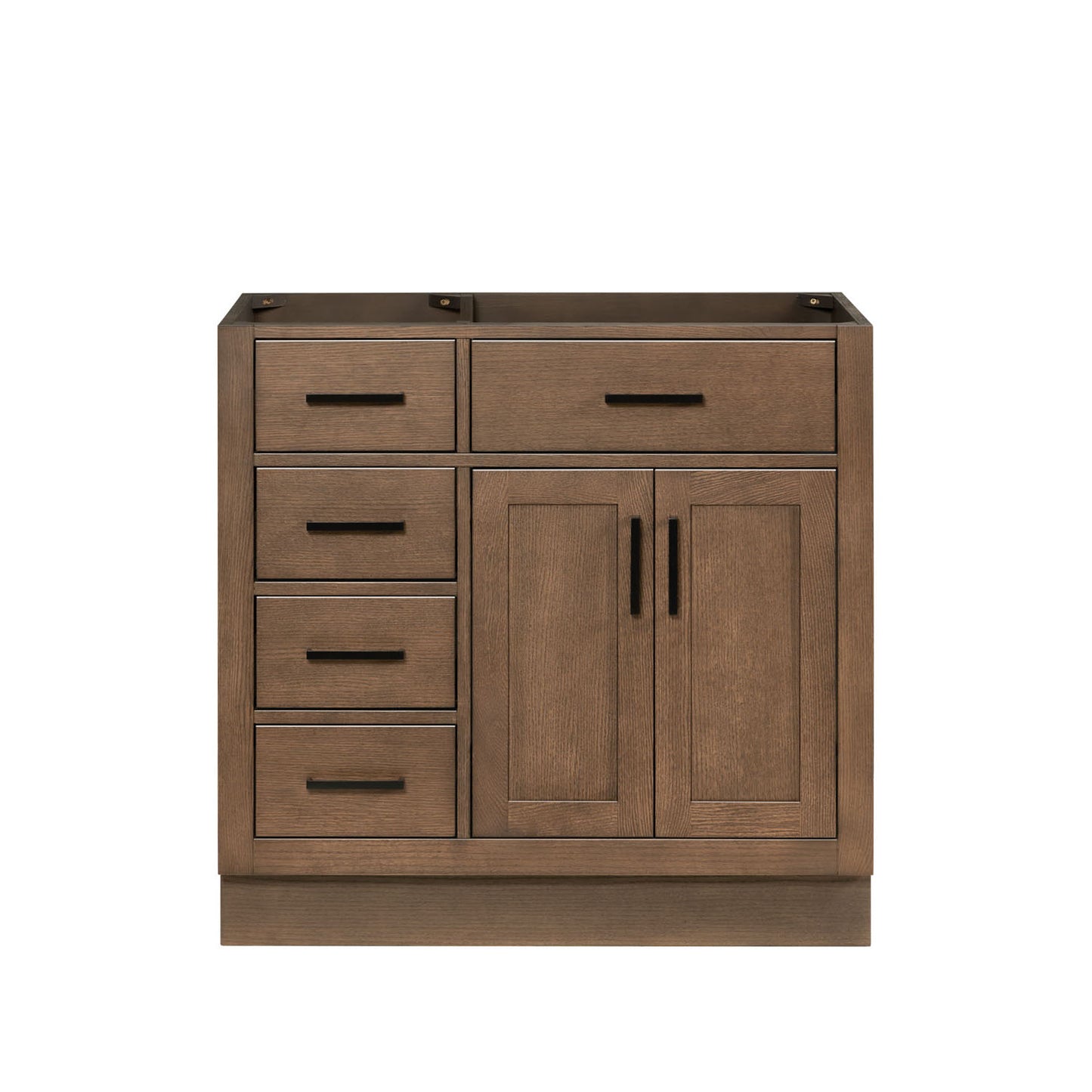 Isabella 36-inch Brown Oak base cabinet on white back ground front view main image