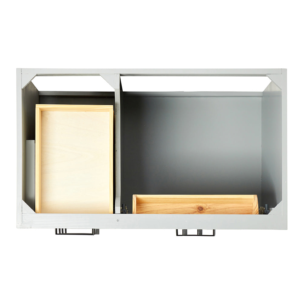 Isabella 36-inch Grey base cabinet on white back ground top down