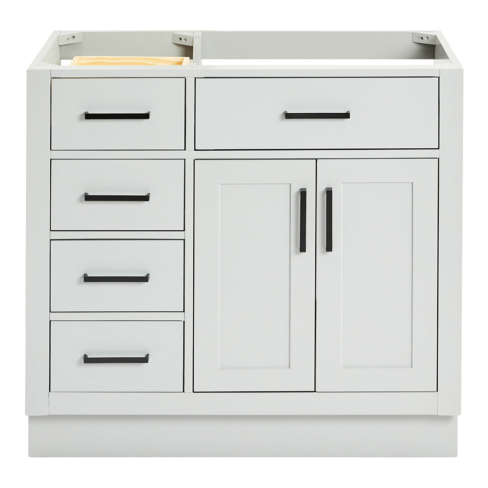 Isabella 36-inch Grey base cabinet on white back ground front view main image