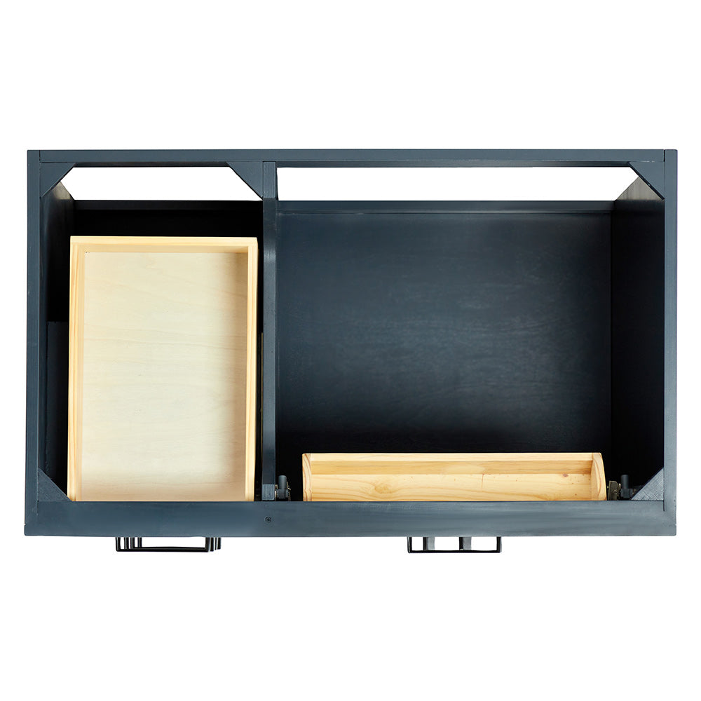 Isabella 36-inch Midnight Blue base cabinet on white back ground top down