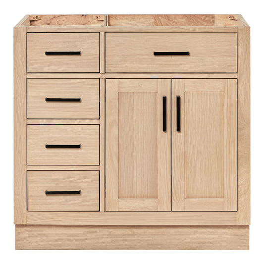 Isabella 36-inch Natural Oak base cabinet on white back ground front view main image