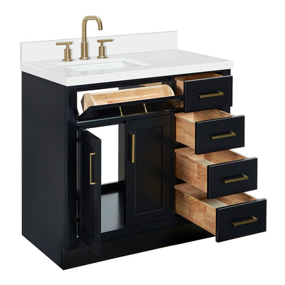Isabella 36-Inch Black bathroom vanity on white background – product photo 1