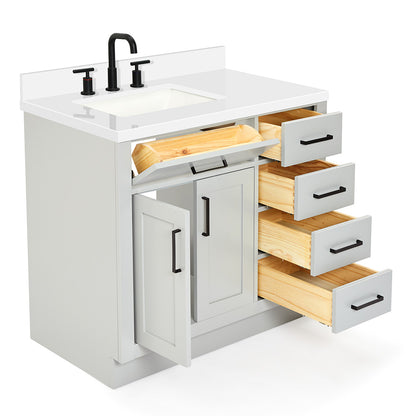 Isabella 36-Inch Grey bathroom vanity on white background – product photo 1
