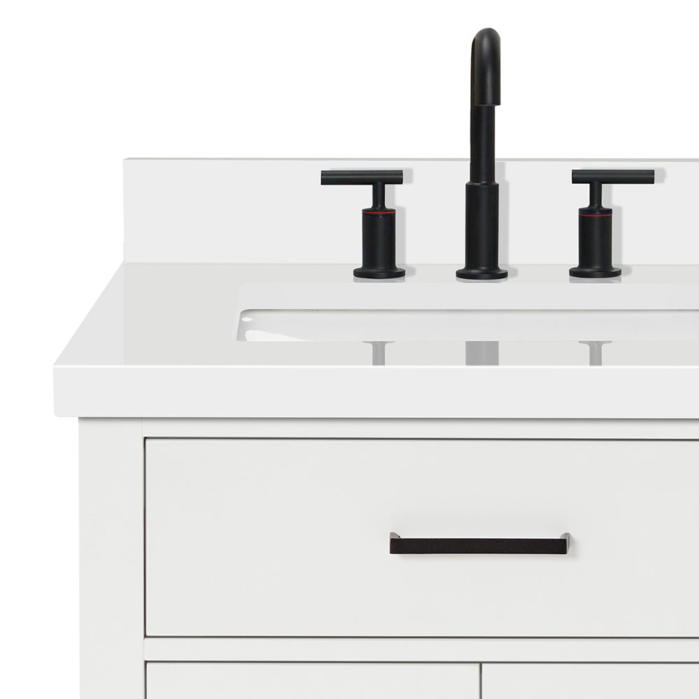Isabella 36-Inch White bathroom vanity on white background – product photo 5
