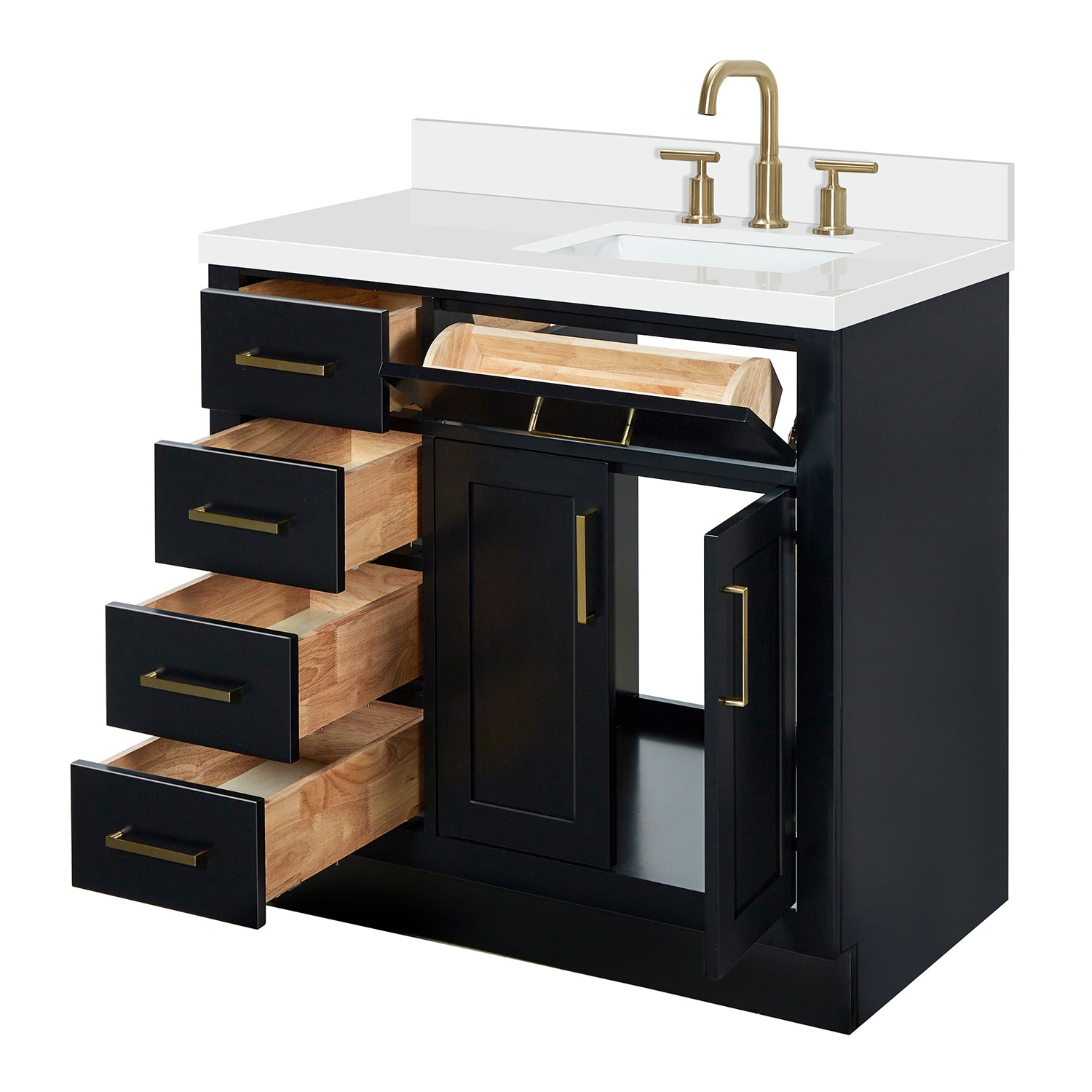 Isabella 36-Inch Black bathroom vanity on white background – product photo 1