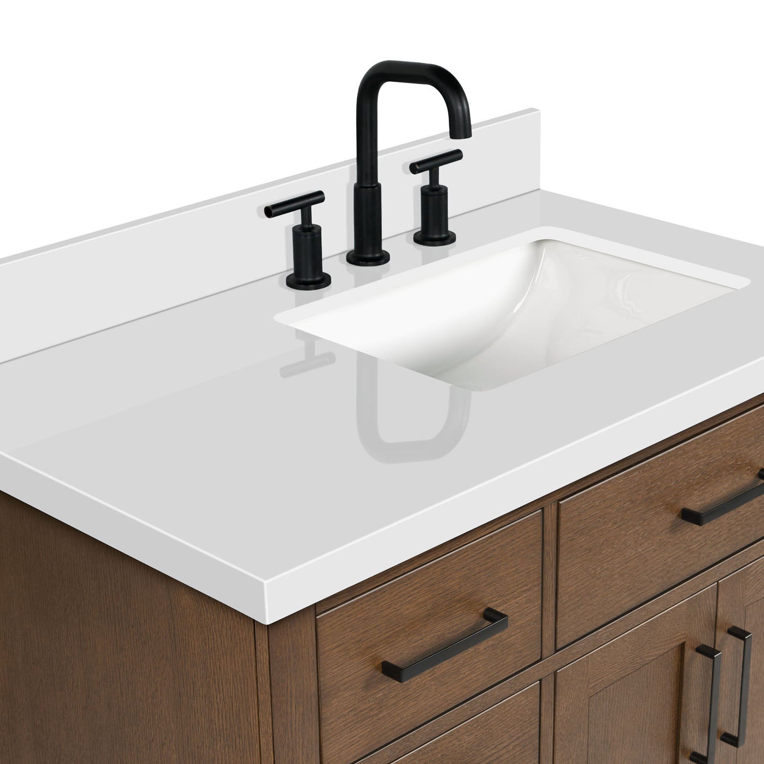Isabella 36-Inch Brown Oak bathroom vanity on white background – product photo 13