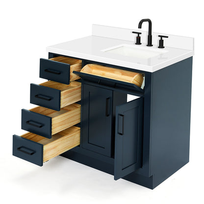 Isabella 36-Inch Midnight Blue bathroom vanity on white background – product photo 1
