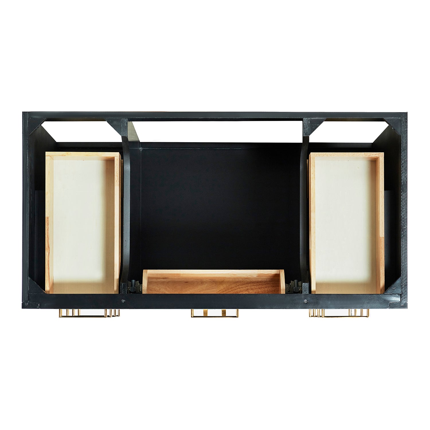 Isabella 42-inch Black base cabinet on white back ground front view open door