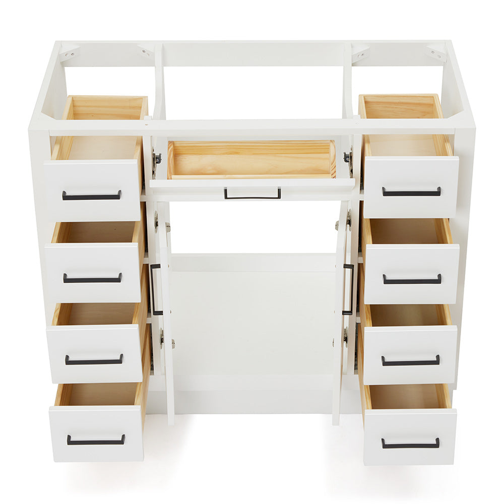Isabella 42-inch White base cabinet on white back ground front view open door