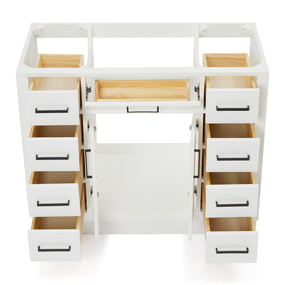 Isabella 42-inch White base cabinet on white back ground front view open door