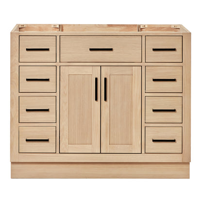 Isabella 42-inch Natural Oak base cabinet on white back ground front view main image