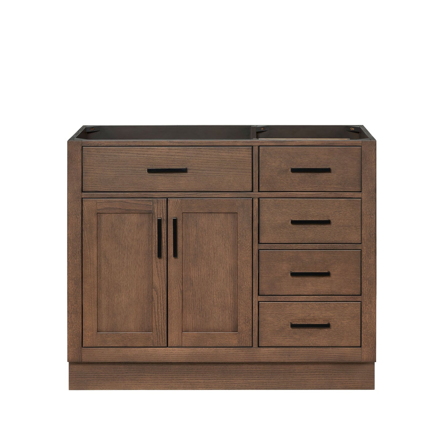 Isabella 42-inch Brown Oak base cabinet on white back ground front view main image