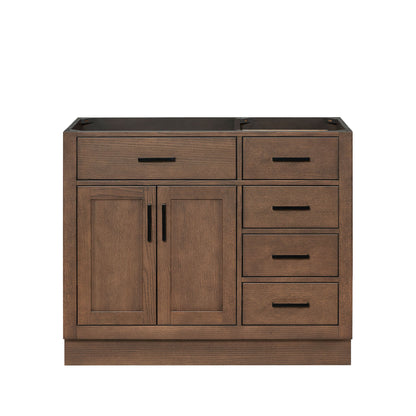 Isabella 42-inch Brown Oak base cabinet on white back ground front view main image