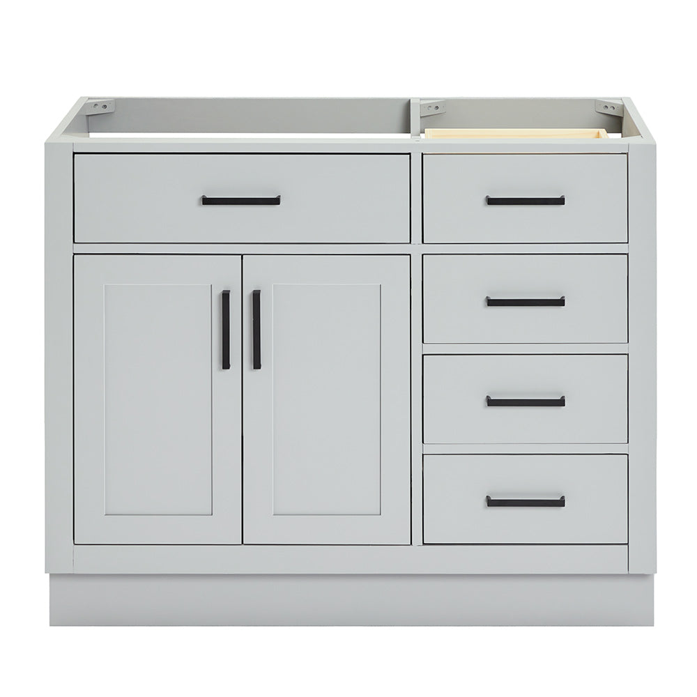 Isabella 42-inch Grey base cabinet on white back ground front view main image