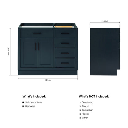 Isabella 42-inch Midnight Blue base cabinet on dimensions