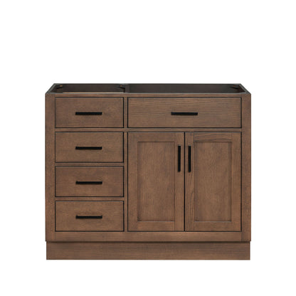Isabella 42-inch Brown Oak base cabinet on white back ground front view main image