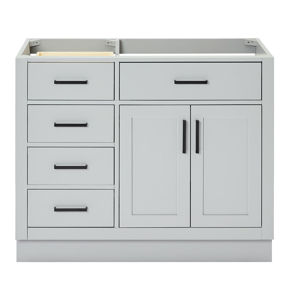 Isabella 42-inch Grey base cabinet on white back ground front view main image